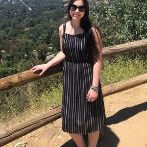 Black and white striped dress